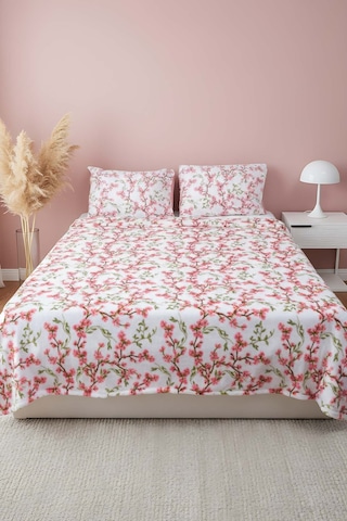 Sakura Çift Kişilik Peluş Battaniye Pembe