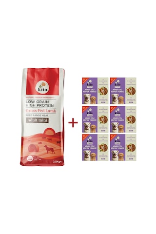 Kito Kuzu Etli Mini Irk Yetişkin Köpek Maması 2500 G + Kito Fresh Hindi Etli Köpek Yemeği 6'lı