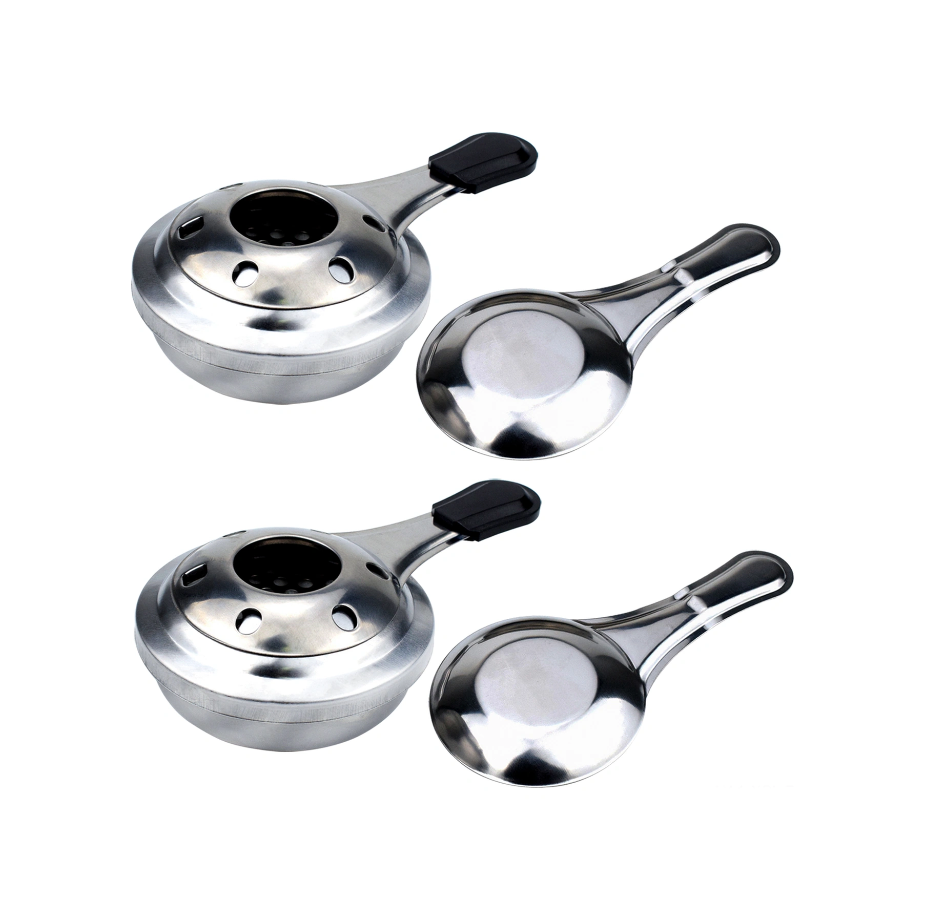 Konesam 2'li Mini Alkol Ocağı - Çelik Yapı, Isıtıcı Fonksiyonu, Ev/doğa Kullanıma Uygun, 16cm, Anti-parçala Kollü Gümüş