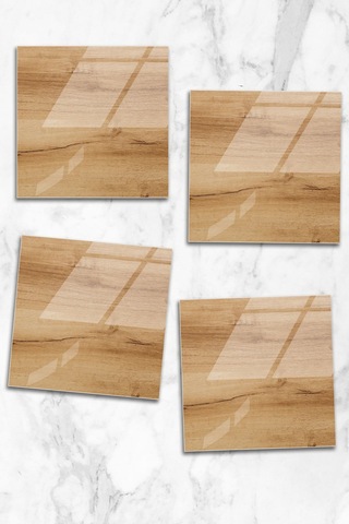 Gökçeoğlu Cam Bardak Altlığı Doğal Ahşap Temalı 4'lü Takım 10cm X 10cm Çok Renkli