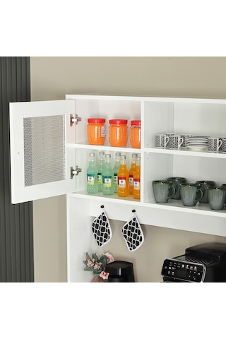 Pasific Home Grano Kahve Köşesi Çok Amaçlı Kiler Dolabı, 96 cm, Parlak Beyaz