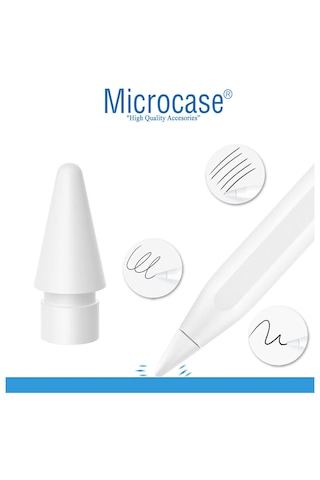 Microcase 2in1 Set Apple 1-2 Nesil Pencil Usb-c Pro İle Uyumlu Yedek Uç 4 Adet + Stylus Pen Kılıfı -al5404 Beyaz