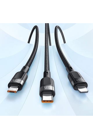 Mcdodo 3In1 65W Lightning/Type C/Micro Usb Şarj Kablosu 1.2 Metre
