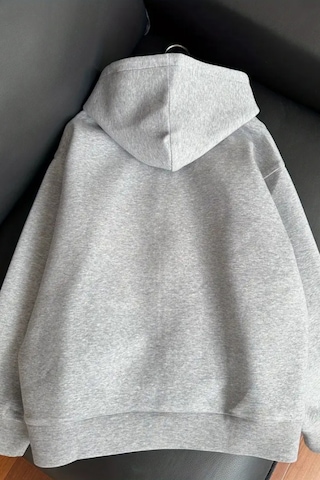 Cool Tarz Unisex Gri Fermuar Kapüşonlu Sweatshirt Gri Gri