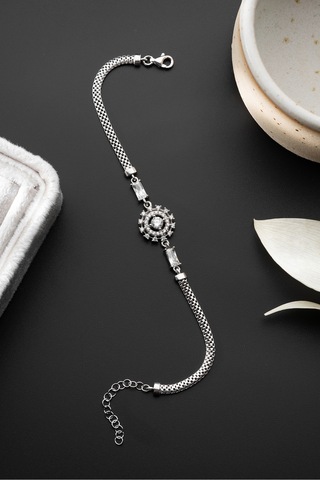 Çekirdekjewelry 925 Ayar Gümüş Zirkon Taşlı Şık Kadın Bileklik Ayarlanabilir Zarif Tasarım Gri