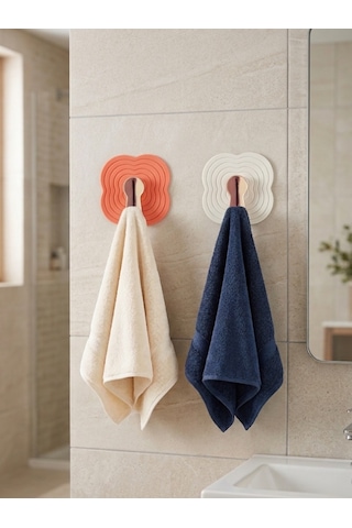Mucit Home 2 Adet Bronz Detaylı Havlu Askısı Kendinden Yapışkanlı Banyo Askısı Kapı Arkası Askılık Renkli