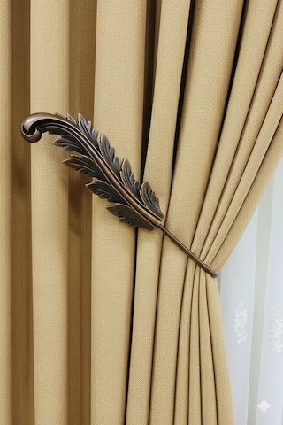 Fon Perde Toplayıcı Yaprak Renso 2 Adet 1sağ-1sol Eskiltmeli Bronz