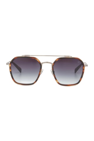 Hermossa Hm 1637 C2 56 Unisex Geometrik Kırçıllı Kahverengi Kombine Güneş Gözlüğü