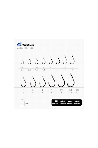 Hayabusa Hchn 121 Kısa Gövde Dövme Olta İğnesi 15li Paket Black Nikel - No-8 8 Numara