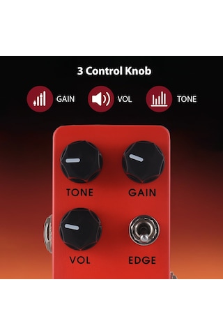 Geeksen Gitar Metal Distoon Efekt Pedalı Tone//vol/edge Dc 9v 6.35mm Giriş/çıkış Arayüzü Alüminyum Alaşımlı Kırmızı