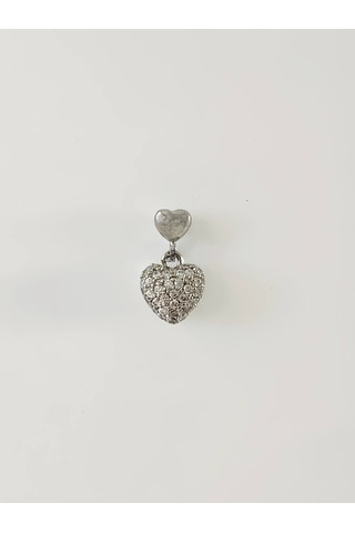 Eva Takı Store Kalp Bombeli Sallantılı Model Kıkırdak Tragus Helix Piercing Gümüş Renk Küpe Gümüş