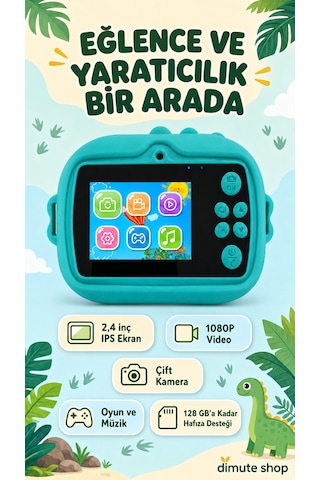 Dimute Shop CMR90 Çocuklar İçin Anında Baskılı 1080p Çift Kameralı Mini Dijital Kamera