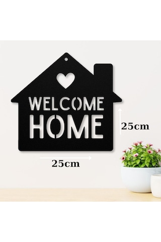Welcome Yazılı Ev Figürlü Lazer Kesim Ahşap Duvar Tablosu İç Dekorasyon