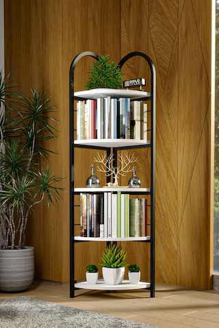 Metal Köşe Kitaplığı Beyaz 150 Cm Çok Renkli