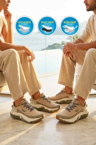 Walkway Bej Fileli Hafif Esnek Hafızalı Taban Unisex Spor Ayakkabı Flystep G