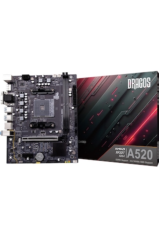 Dragos A520 D4 Sata,m2 Ddr4 4600mhz Usb 3.2 Hdmi Dp Ses G.lan Am4 Matx Anakart