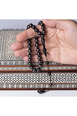 10 Mm 925 Ayar Gümüş İşlemeli Kahverengi Özel İşçilik Küre Kesim Kuka Tesbih