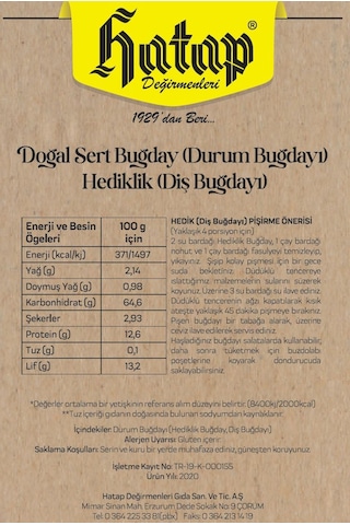 Hatap Değirmenleri Hediklik Buğday 500 G