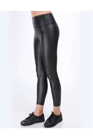 Incebelli Kadın Siyah Mat Deri Taytsiyah Matm Siyah