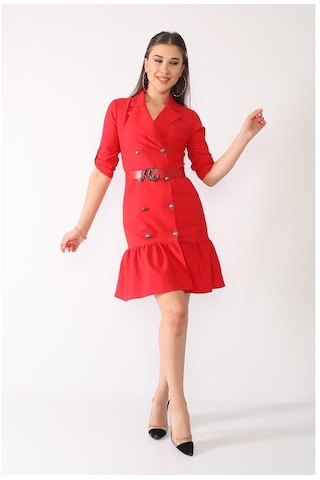 E.T.'S Element'S Kadın Kemerli Düğme Detaylı Elbise