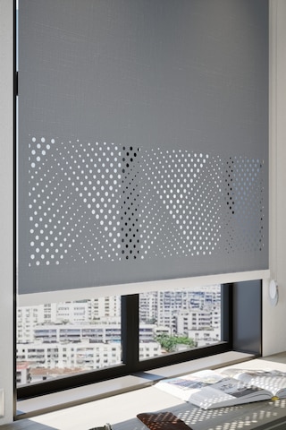 Lazer Kesim Mat Stor Perde, Lazer Kesimli Modern Serisi, M-3004 Antrasit Renk Antrasit Antrasit