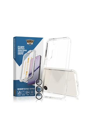 Buff Galaxy Uyumlu S24 Plus Paket - Glass Ekran Koruyucu + Şeffaf Kılıf + Lens Koruyucu
