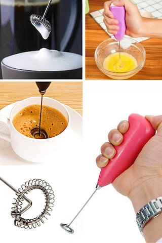 Pilli Kahve Köpürtücü Süt Köpürtücü Mikser Çok Renkli