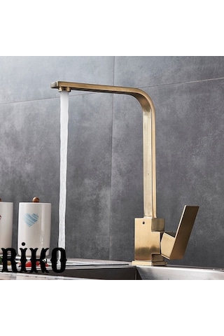 Sardıcı Riko Kare Mutfak Eviye Musluğu 7 Yıl Garantili Çift Su Girişli Krom - Siyah