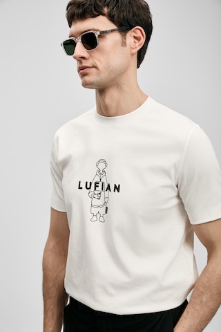 Lufian Simbad Modern Grafik Erkek T-shirt 111020307 Ekru