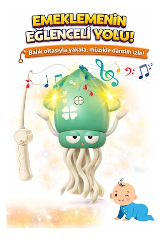 Dans Eden Şarjlı Müzikli Işıklı Ahtapot-emeklemeye Yardımcı Dansçı Kali Yeşil