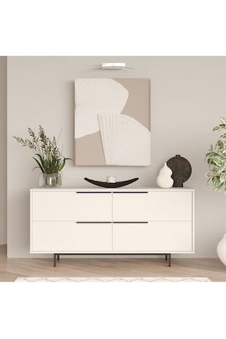 Bohem Konsol 160cm 4 Kapaklı Metal Ayaklı Beyaz Boh3-w Beyaz