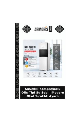 Susebili Kompresörlü Ofis Tipi Su Sebili Modern Okul Sıcaklık Ayarlı
