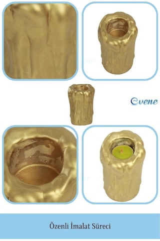 Mumluk Şamdan Tealight Mum Uyumlu Büyük Erimiş Mum Model - Altın