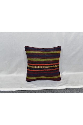 Zehra Abla Halı Yeni El Dokuma Dekoratif Kilim Kırlent Yastık Kılıfı 6827 Çok Renkli