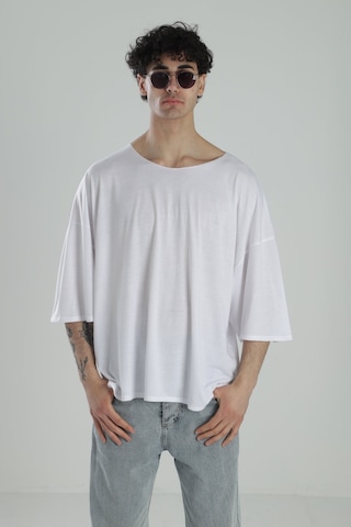 Cocopelli Fakir Kol Beyaz Oversize Viscon T-shirt Coc2269 Beyaz