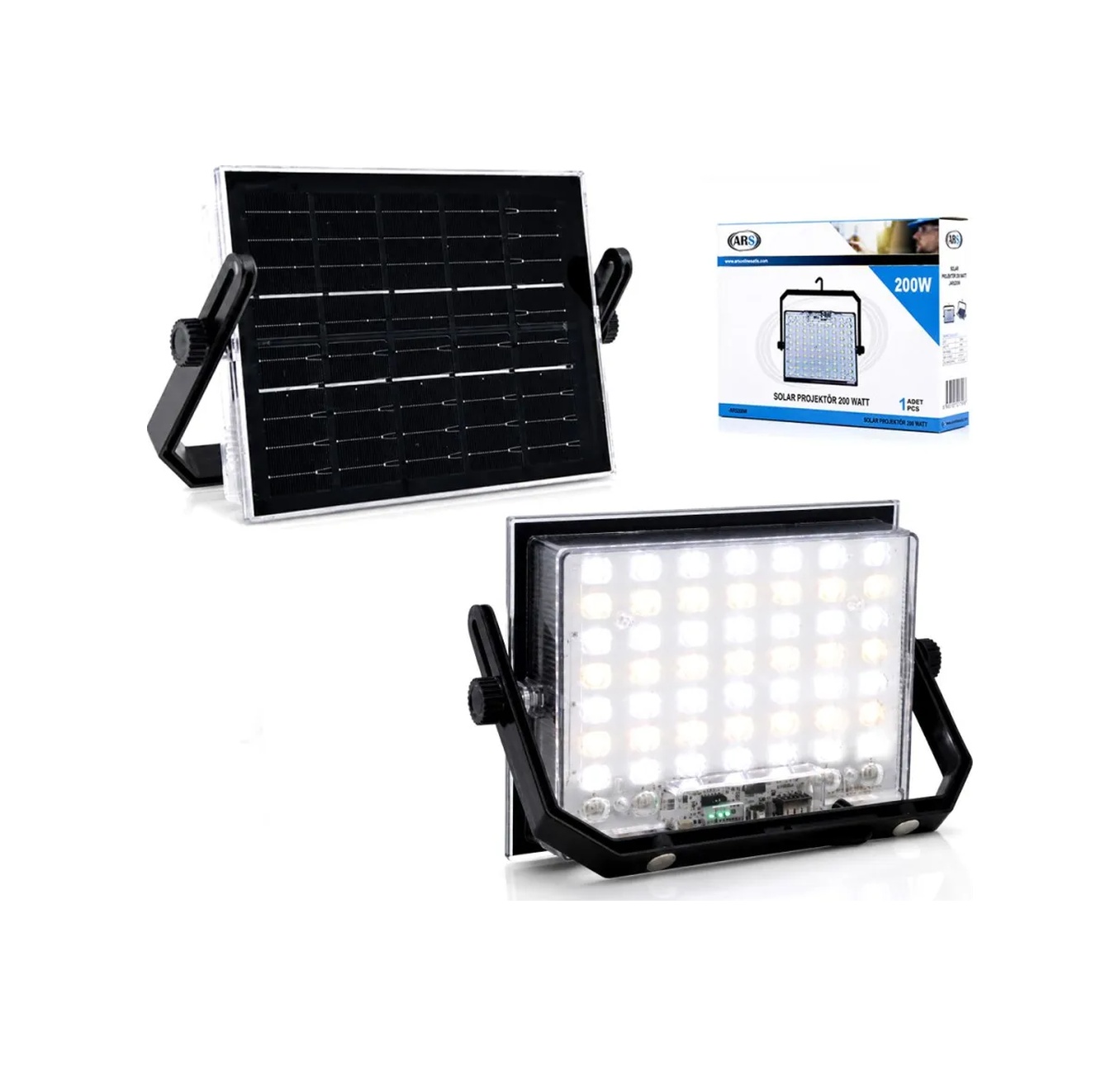 Jenerik 200w Güneş Enerjili Led Projektör - Kamp & Dış Mekan