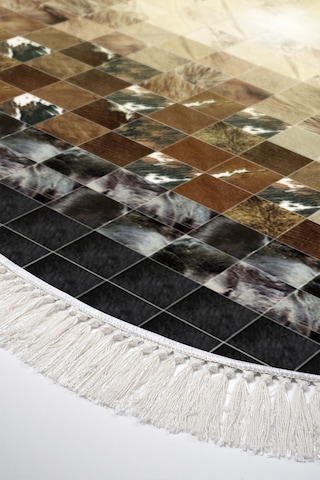 Eko Trend Djt 2 Li Yıkanabilir Kaymaz Taban Oval Banyo Paspas Klozet Takımı 759 Patchwork Siyah 60 X 100 - 50 X 60
