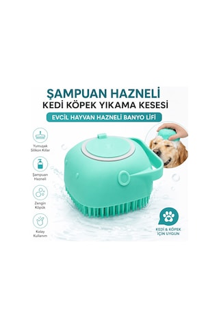 Şampuan Hazneli Kedi Ve Köpek Evcil Hayvan Yıkama Fırçası Silikon Evcil Hayvan Banyo Lifi