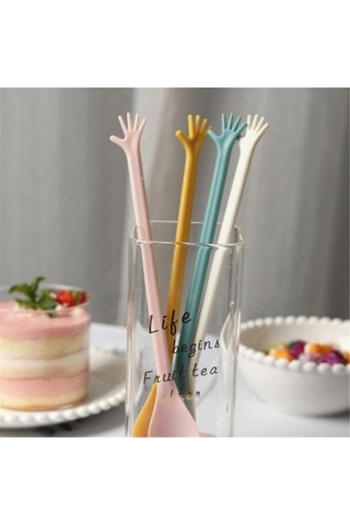 Fastbuy 4 Adet Uzun Kaşık, Renkli, Isıya Dayanıklı, Avrupa Tarzı Tatlı Kaşığı, Milkshake Kaşığı, Mutfak Aksesuarı