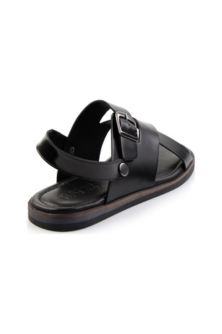 Siyah Leather Erkek Sandalet E05433071014 Siyah