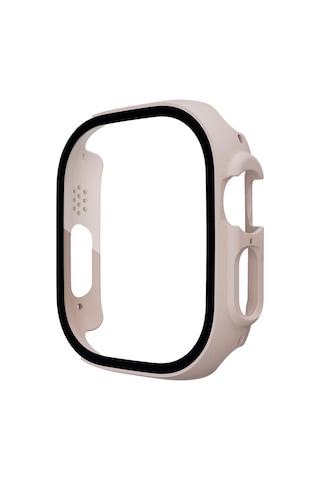 Cosmotex Newface Apple Watch Uyumlu  Ultra 49mm Desert Camlı Kasa Ekran Koruyucu - Metalik Gold