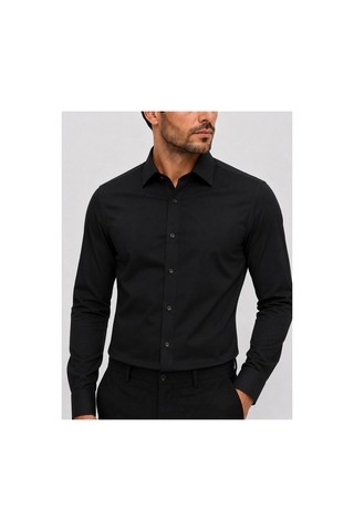 Suit Aydın Uzun Kol Slim Fit Non Iron Ütü Gerektirmeyen Pamuklu Klasik Gömlek Siyah