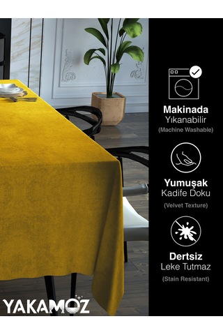 Balpeteği Sarısı Kadife Dokulu Masa Örtüsü Dertsiz Velvet Touch Serisi Balpeteği Sarısı