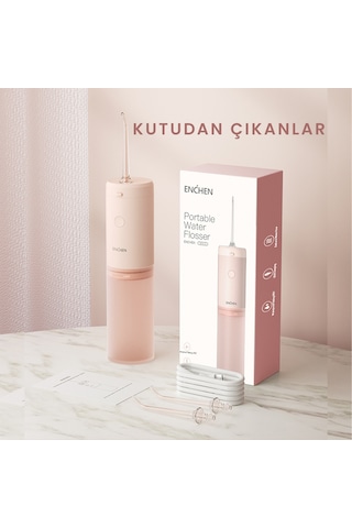 Enchen Mint 3 Pembe Pratik Kullanımlı Değiştirilebilir Başlıklı 3 Kademeli Şarjlı Ağız Duşu