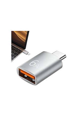 Schitec 6a Usba To Type-c Dönüştürücü Adaptör Hızlı Şarj & Veri Aktarım Adaptörü J624 Gümüş