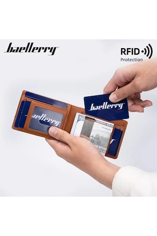 Baellerry Minimalist Rfıd Koruma Çift Kat Deri Çoklu Kart Cüzdan Erkek Kartlık 001