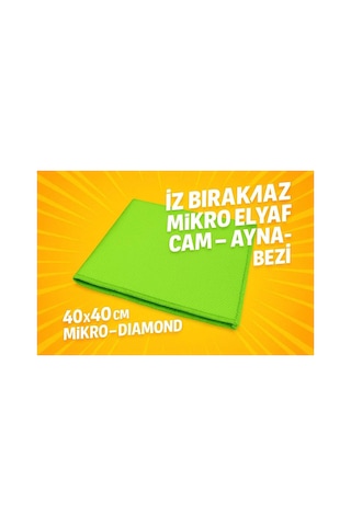 Yeşil Renga Mikrofiber Cam - Ayna Temizlik Bezi 40x40 Cm İz Bırakmaz / Mikro Baklava Desenli