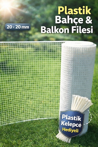 Plastik Beyaz Dekoratif Bahçe Çiti Perde Balkon Filesi 20 Mm Göz Kedi Filesi Kümes Filesi Çiti