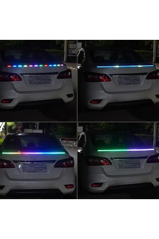 Xuweiwei 51.18inch Renkli Led Araç Şerit Işığı Karbon Fiber Led Spoiler Işık Universal Araç Kuyruk Kanat Dekorasyon Işık Şeridi Pilsiz
