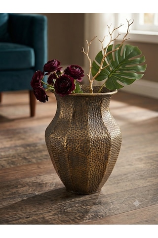 Panalı Pnl-mg89 M Metal Dekoratif Saksı 41,5 X 32 Cm Eskitme Gold